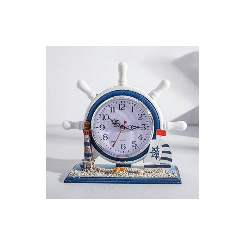 SWHONG Nautical Ship Wheel Rudder Clock Retro Shabby Chic Beach