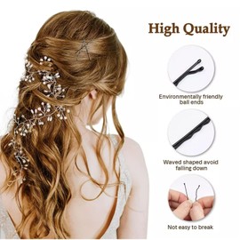 PKOUVOO 50 Pieces Hair Pins 6cm Wavy Hair Pins Metal Invisible Hair Clips Hairpin Set Styling Handles Invisible Ball Tip Hair Pins (Black)