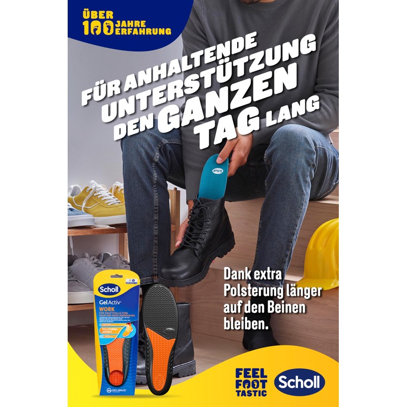 Scholl GelActiv Work Insoles for Men, All Day Comfort at