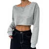 Remidoo Women's Off the Shoulder Cropped Sweatshirt Asymmetrical Neck Long