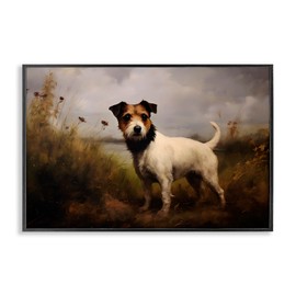 Stupell Industries Jack Russell Terrier Landscape Framed Giclee Art Design by Petal Prints Design