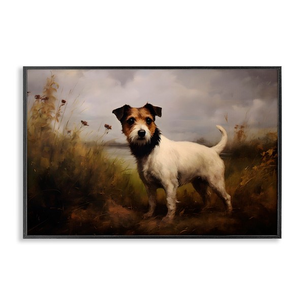 Stupell Industries Jack Russell Terrier Landscape Framed Giclee Art Design