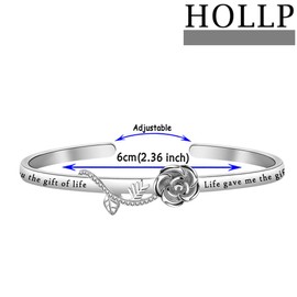 Pulsera de flores de rosas para hijastra de Hollp, regalo para hija o hija en la ley, regalo con texto en inglés "I Didnot Give You the Gift of Life Givme the Gift of You", regalo para hijastra