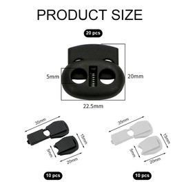 Gaodercha 40pcs Rubber Cord Stopper Spring Cord Locks Band Clamp Jacket Fastener Lock Elastic Draw String Clip Spring Toggle Stopper for Shoelaces Drawstring Paracord Clothing