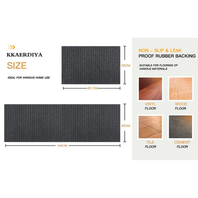 Kitchen Mat for Floor, Anti-Slip Kitchen Rug, Washable Kitchen Floor