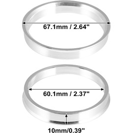 Unifizz 2pcs Aluminium Alloy Car Hub Centric Rings Wheel Bore Center Spacer (OD 67.1mm to ID 60.1mm)