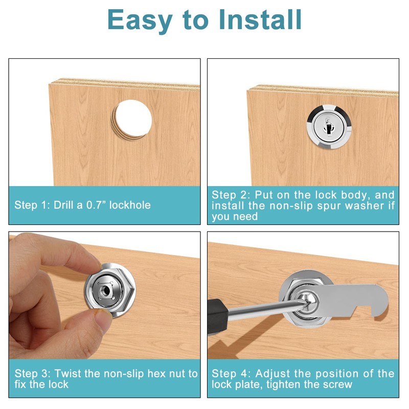 Pertinel Cam Locks Keyed Alike, 3/4" Cabinet Locks with Keys