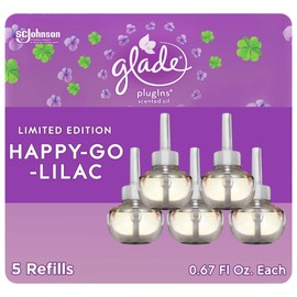 Glade PlugIns Refills Air Freshener, Scented and Essential Oils for Home and Bathroom, Happy-Go-Lilac, 3.35 Fl Oz, 5 Count