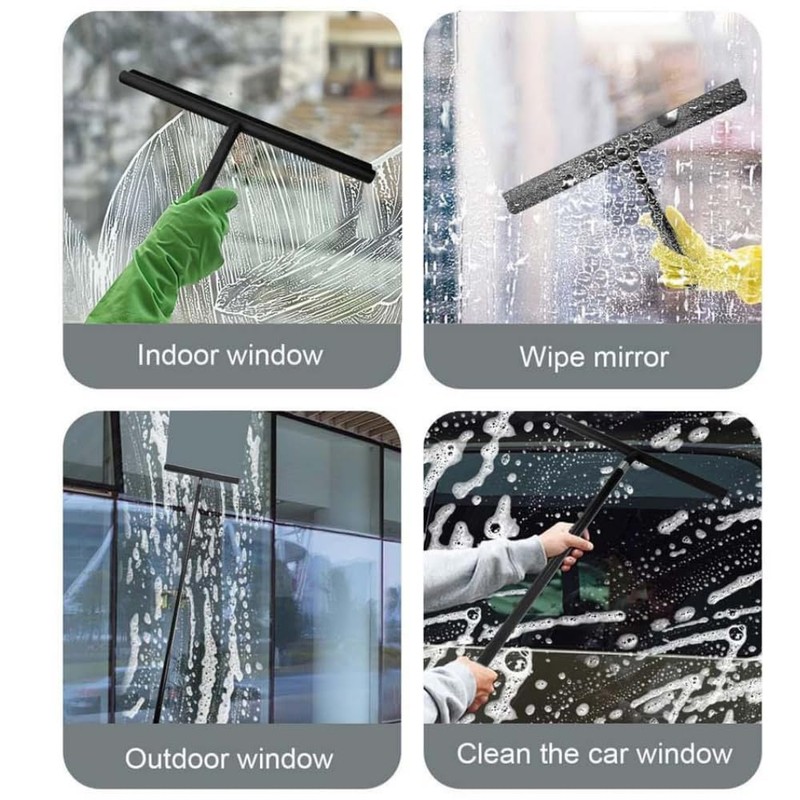 Black Telescopic Shower Squeegee for Glass Doors, Tile Shower Walls.