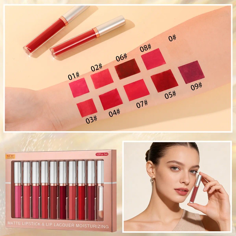 10 Pcs Brillos Labiales Mixed Impermeables Larga Duracion