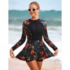 Rash Guard Swim Dresses for Women One Piece Swimsuit Bathing