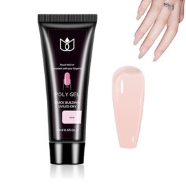 Nude Pink Polygel Nail Extension Builder Gel 15mL – Clear Crystal Hard Gel for Nail Enhancement, Strengthening & Thickening – Long-Lasting, Easy-Apply Poly for DIY Art, Overlays & Extensions (Nude)