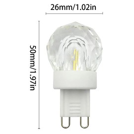 G9 2W LED Bulb Mini Globe Crystal Light 300 Lumen Dimmable Glass Cob Decorative Bulb G9 Bi Pin Ceramics Base for Ceiling Light CRI>90+ 360 Angle Beam 5000K Cool Daylight White 6 Pack