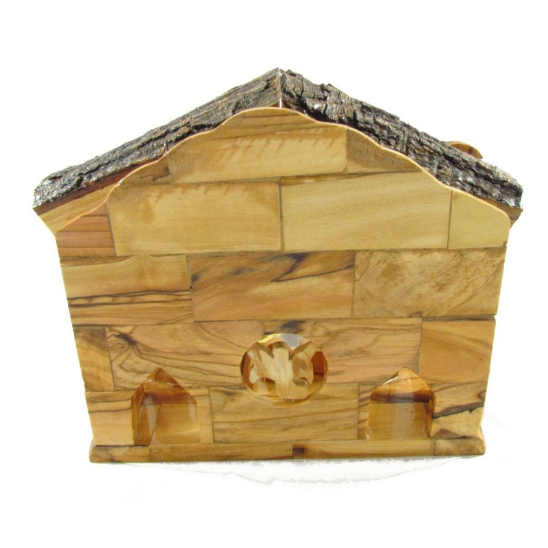 Olive Wood Rotating Star Musical Nativity Scene - Plays Silent
