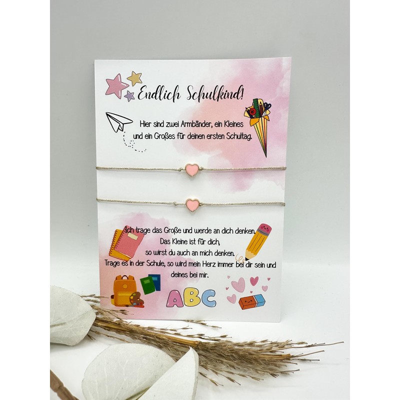 Schulkind Armband Geschenke zur Einschulung Mädchen Mama Tochter Herz Armband