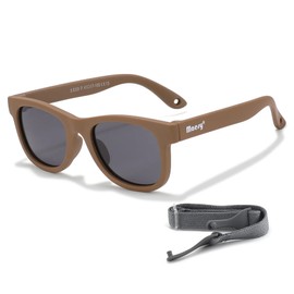 Maesy Baby Sunglasses for 0-2 Years - UV400 Polarised Protection - Flexible and Flexible Frame - Adjustable Elastic Band - Safe and Comfortable Baby Sunglasses - Square - Indi, brown