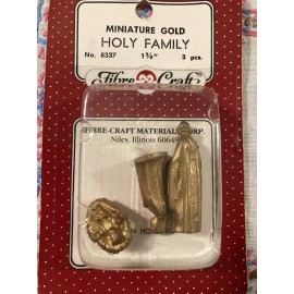 Fibre Craft Vintage Fibre Craft Holy Family Nativity Gold Miniature Joseph, Mary, Baby Jesus
