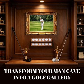 1-Pack Wooden Golf Ball Display Case & Holder - Wall Mount/Tabletop Versatile Hidden Installation for Collector's Balls & Premium Gift (Office/Home Decor)