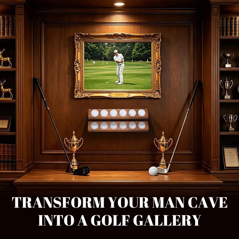 1-Pack Wooden Golf Ball Display Case & Holder - Wall