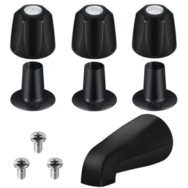 Coolfell Matte Black Bath Tub Spout Shower Trim Kit, 3 Piece Shower Knob