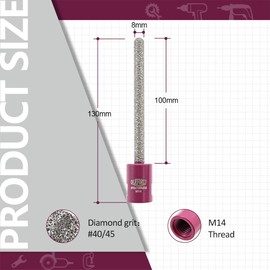 QUEFORET Diamond Mortar Raking Bit 8mm x 100mm - Diamond Mortar Router for Mortar Removal, Holes Enlarging Milling of Masonry Brick, M14 Thread
