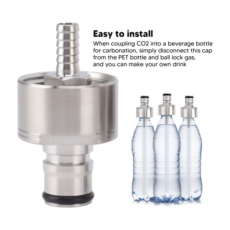2PCS Stainless Steel Carbonation Cap Forced Carbonation PET Bottle Filling