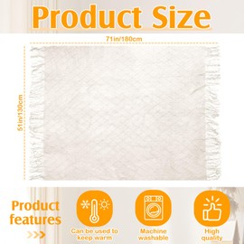 VitalCozy 10 Pcs 51" x 71" Knitted Throw Blankets with Tassel Soft Warm Rhombus Textured Blankets for Graduation Season Employee Gifts Teacher Volunteer Appreciation Gifts Bulk(Beige)