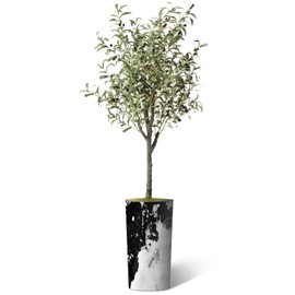 Artificial Tree in Contemporary Granite Effect Planter, Fake Olive Silk Tree for Indoor and Outdoor Home Decoration - 68" Overall Tall (Plant Pot Plus Tree)