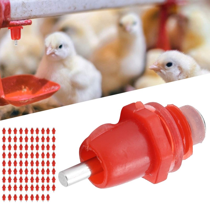 QANYEGN 100Pcs Poultry Screw Style Nippler Waterer, Chicken Nippler Drinker