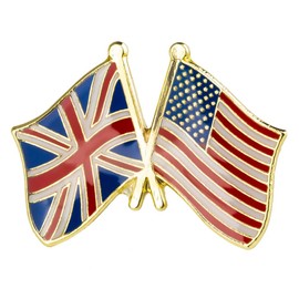 United Kingdom & USA United States Of America Friendship UK Union Jack Flag Enamel Lapel Pin Badge