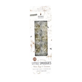 Soul Sticks 12 Pack Little Smudgies Tealight Candles Smudge Candle for Cleansing House, Meditation, Chakra Healing | Made with Crystals and Herbs (White Sage & Cinnamon)