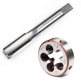 YUEARN M18 X 1.5mm Metric Tap and Die Set HSS Straight Fluted Machine Thread Tap Right Hand Screw Tap and Round Thread Die