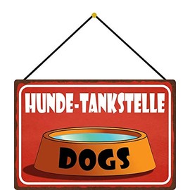 Tin Sign 20 x 30 cm Curved with Cord Dogs Petrol Station Decorative Gift Sign