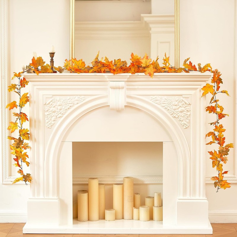 Autumn Garland - 5.8Ft Autumn Decorations Hanging Maple Leaf Garland
