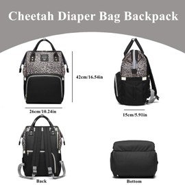Leopard Print Diaper Bag Backpack Multi-Function Diaper Bag for Baby Care Waterproof Travel Baby Bag for Mom Brown