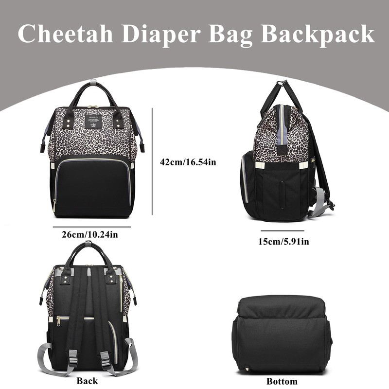 Leopard Print Diaper Bag Backpack Multi-Function Diaper Bag for Baby