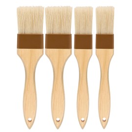 Pastry brush,Basting brush for Cooking,Natural Bristle BBQ Brush for Oil & Sauce,Wooden Handle Food Brush for Baking,Easy Clean Butter Brush,Durable Kitchen Culinary Utensil (1", 1 1/2 Inch,4 Pack)