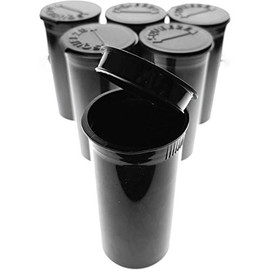 50 Pack of Black 13 Dram Pop Top Bottle Rx Vial Medical Grade Pill Box Herb Container