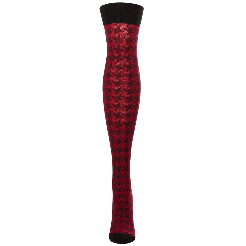 MeMoi Houndstooth Over The Knee Warm Socks Sudan Brown One