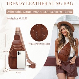 Chase Chic Sling Bag for Women, Anti-theft Vegan Leather Crossbody Chest Bag with Adjustable Strap Multi-Pocket Fanny Pack for Travel Hiking,Black