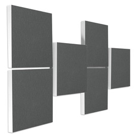 platino24 Sound Absorber Colour from Basotec G+, 3D Acoustic Panels with Acoustic Felt, 6 Square Panels in Granite Grey, Acoustic Panels for Sound Insulation in Office, Studio and Home