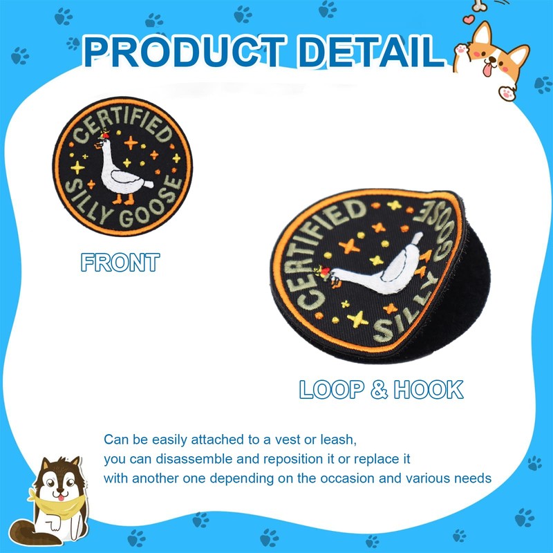 2 PCS Funny Goose Removable Tactical Hook Loop Embroidered Cute