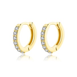 Small Hoop Earrings Silver 925 Gold-Plated Rose Gold with Zirconia 7 mm - 11 mm Hoop Earrings Various Sizes Earrings for Women Hypoallergenic Sleeping Folding Hoop Earrings, Cubic Zirconia, Cubic