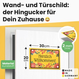 DankeDir! Herzlich Willkommen Sign 30 x 20 cm Gift Idea Decoration Party Gift Colleagues Friends Funny Saying Sign Birthday Gift Wall Decoration Door Sign
