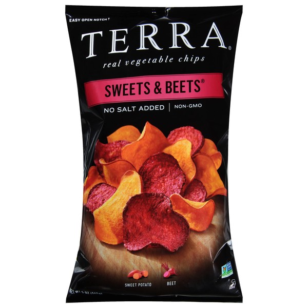Terra Vegetable Chips, Sweets & Beets with No Salt Added Real Vegetable Chips, 5 oz. (Pack of 12)