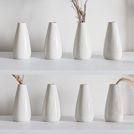 LIZOFER Modern White Ceramic Vase Set of 16 for Living Room Bedroom 5.1'' Minimalist Fresh Flower Vases for Home Decor Office Fireplace Centerpieces Nordic Style Gift for Fake Plant 16 Pack