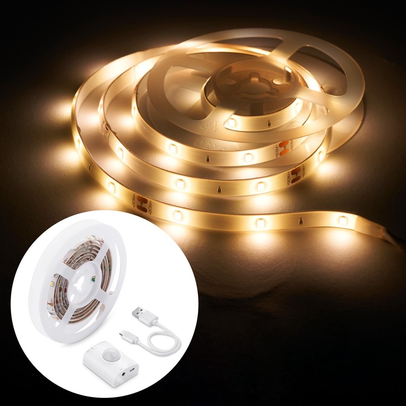 LUXJET Rechargeable Motion Sensor Wardrobe Light, 3.3ft Flexible LED Strip