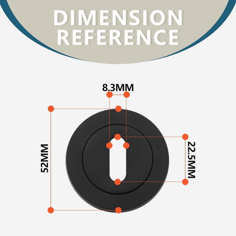 Bwintech 1 Pair 52MM Matt Black Keyhole Escutcheon Keyhole Cover