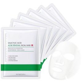 Salicylic Acid Face Masks 6pcs, Acne Removal Face Mask Set, Moisturizing & Hydrating Sheet Masks, Advance Face Masks Skincare, Soothes Redness, Shrink Pores, Face Mask Gift Sets for Women