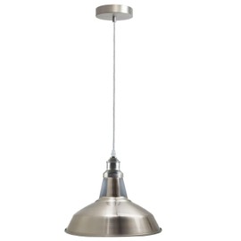 Satin Nickel Ceiling Pendant Light Adjustable Industrial Hanging Lamp Vintage Metal Shade E27 Ceiling Lighting For Kitchen Dining Room Cafe Bar Hallway Bedroom Farmhouse Home Lighting Fixture UK Style